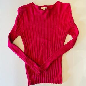 Vibrant Fuchsia Long Sleeve Ribbed Top